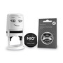 NIO Stamp with Voucher and Fancy Gray Ink Pad, Self-Inking, 1.56" Diameter View Product Image