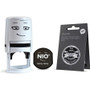 NIO Stamp with Voucher and Fancy Gray Ink Pad, Self-Inking, 1.56" Diameter View Product Image