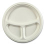 AmerCareRoyal Bagasse PFAS-Free Dinnerware, 3-Compartment Plate, Sugarcane, 10.24" dia, White, 500/Carton View Product Image