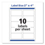 Avery Shipping Labels w/ TrueBlock Technology, Inkjet Printers, 2 x 4, White, 10/Sheet, 100 Sheets/Box (AVE8463) View Product Image