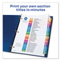 Avery Customizable TOC Ready Index Multicolor Tab Dividers, 31-Tab, 1 to 31, 11 x 8.5, White, Traditional Color Tabs, 1 Set (AVE11129) View Product Image