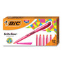 BIC Brite Liner Highlighter, Fluorescent Pink Ink, Chisel Tip, Pink/Black Barrel, Dozen (BICBL11PK) View Product Image