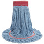 Boardwalk Super Loop Wet Mop Head, Cotton/Synthetic Fiber, 5" Headband, Large Size, Blue, 12/Carton (BWK503BLCT) View Product Image