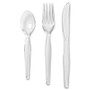 Dixie Cutlery Keeper Tray with Clear Plastic Utensils: 60 Forks, 60 Knives, 60 Spoons (DXECH0180DX7) View Product Image