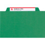 Smead Four-Section Pressboard Top Tab Classification Folders, Four SafeSHIELD Fasteners, 1 Divider, Legal Size, Green, 10/Box View Product Image