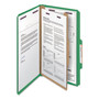 Smead Four-Section Pressboard Top Tab Classification Folders, Four SafeSHIELD Fasteners, 1 Divider, Legal Size, Green, 10/Box (SMD18733) View Product Image