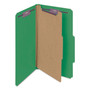 Smead Four-Section Pressboard Top Tab Classification Folders, Four SafeSHIELD Fasteners, 1 Divider, Legal Size, Green, 10/Box View Product Image