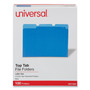 Universal Deluxe Colored Top Tab File Folders, 1/3-Cut Tabs: Assorted, Letter Size, Blue/Light Blue, 100/Box (UNV10501) View Product Image