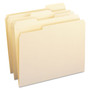 Smead 100% Recycled Reinforced Top Tab File Folders, 1/3-Cut Tabs: Assorted, Letter Size, 0.75" Expansion, Manila, 100/Box (SMD10347) View Product Image