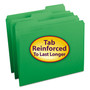 Smead Reinforced Top Tab Colored File Folders, 1/3-Cut Tabs: Assorted, Letter Size, 0.75" Expansion, Green, 100/Box (SMD12134) View Product Image