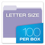 Pendaflex Colored File Folders, 1/3-Cut Tabs: Assorted, Letter Size, Lavender/Light Lavender, 100/Box (PFX15213LAV) View Product Image