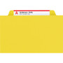 Smead 6-Section Pressboard Top Tab Pocket Classification Folders, 6 SafeSHIELD Fasteners, 2 Dividers, Letter Size, Yellow, 10/Box (SMD14084) View Product Image