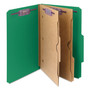 Smead 6-Section Pressboard Top Tab Pocket Classification Folders, 6 SafeSHIELD Fasteners, 2 Dividers, Legal Size, Green, 10/Box (SMD19083) View Product Image