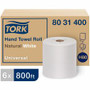 TORK Universal Hand Towel Roll - 1 Ply - 8" Width x 800 ft Length - 7.80" Roll Diameter - 1 29/32" Core - Natural, White Product Image 