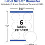 Avery&reg; Glossy White Labels, 3" Round, 60 Labels (22891) View Product Image