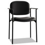 HON VL616 Stacking Guest Chair with Arms, Bonded Leather Upholstery, 23.25" x 21" x 32.75", Black Seat, Black Back, Black Base View Product Image