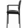 HON VL616 Stacking Guest Chair with Arms, Bonded Leather Upholstery, 23.25" x 21" x 32.75", Black Seat, Black Back, Black Base View Product Image