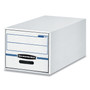 Bankers Box STOR/DRAWER Basic Space-Savings Storage Drawers, Letter Files, 14" x 25.5" x 11.5", White/Blue, 6/Carton View Product Image