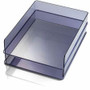 Officemate Stackable Letter Trays, Made from Recycled Bottles, 2PK - 2 Compartment(s) - 2.80" Height x 12.80" Width x 10.20" Depth - Desktop - Stackable - Translucent Gray Product Image 