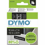 Dymo S0720610 D1 45021 Tape 12mm x 7m White on Black - x 15/32" Width x 22 31/32 ft Length - Tape - White on Black - Easy Peel, Durable Product Image 