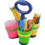 Westcott Teachers Scissors Caddy with 24 pieces 5" Kids Anit-Microbial Blunt Scissors - 5" Overall Length - Left/Right - Stainless Steel - Pointed Tip - Assorted Product Image 