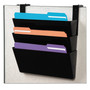 deflecto DocuPocket Stackable Three-Pocket Partition Wall File, 3 Sections, Letter Size, 13" x 4", Black View Product Image