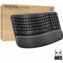 Logitech Wave Keys for Business Ergonomic Keyboard - Wireless Connectivity - Bluetooth - 5.1 - 32.81 ft - USB Type A Interface Product Image 
