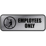 COSCO Employees Only Sign - Print/Message "Employees Only" - 9" Width x 3" Height - Rectangular Shape - Office - Metal Product Image 