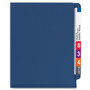 Smead End Tab Pressboard Classification Folders, Six SafeSHIELD Fasteners, 2" Expansion, 2 Dividers, Legal Size, Dark Blue, 10/Box View Product Image
