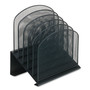 Safco Onyx Mesh Desk Organizer with Tiered Sections, 5 Sections, Letter to Legal Size Files, 11.25" x 7.25" x 12", Black View Product Image