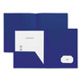 Universal Two-Pocket Plastic Folders, 100-Sheet Capacity, 11 x 8.5, Navy Blue, 10/Pack View Product Image