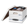 Bankers Box STOR/FILE Basic-Duty Storage Boxes, Letter/Legal Files, 12.5" x 16.25" x 10.5", White/Blue, 12/Carton View Product Image
