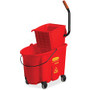 Rubbermaid Commercial WaveBrake 35 QT Side Press & Wringer - 8.75 gal - Splash Resistant - 36.5" x 15.7" x 20.1" - Tubular Steel, Plastic - Red Product Image 