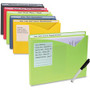 C-Line Full Tab Cut Letter File Jacket - 8 1/2" x 11" - 225 Sheets Capacity - 1" Expansion - 1" Fastener Capacity - Lime Green, Amber Orange, Steel Blue, Raspberry Red, Charcoal Gray Product Image 