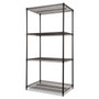 Alera NSF Certified Industrial Four-Shelf Wire Shelving Kit, 36w x 24d x 72h, Black (ALESW503624BL) View Product Image