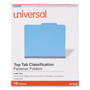 Universal Bright Colored Pressboard Classification Folders, 2" Expansion, 2 Dividers, 6 Fasteners, Letter Size, Cobalt Blue, 10/Box View Product Image