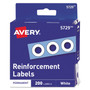 Avery White Self-Adhesive Reinforcement Labels - 0.3" Diameter - 0.25" Maximum Capacity - Round - White Product Image 