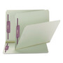 Smead Recycled Pressboard Fastener Folders, Straight Tabs, Two SafeSHIELD Fasteners, 2" Expansion, Letter Size, Gray-Green, 25/Box View Product Image