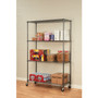 Alera NSF Certified 4-Shelf Wire Shelving Kit with Casters, 48w x 18d x 72h, Black Anthracite View Product Image