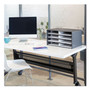Bankers Box Decorative Sorter, 8 Letter Compartments, 19.5 x 12.38 x 10.25, Black/Gray Pinstripe View Product Image