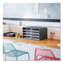Bankers Box Decorative Sorter, 8 Letter Compartments, 19.5 x 12.38 x 10.25, Black/Gray Pinstripe View Product Image