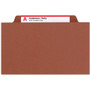 Smead 6-Section Pressboard Top Tab Pocket Classification Folders, 6 SafeSHIELD Fasteners, 2 Dividers, Letter Size, Red, 10/Box View Product Image