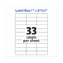 Avery Copier Mailing Labels, Copiers, 1 x 2.81, Clear, 33/Sheet, 70 Sheets/Pack (AVE5311) View Product Image