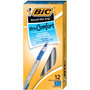 BIC Round Stic Grip Xtra Comfort Ballpoint Pen, Stick, Fine 0.8 mm, Blue Ink, Gray/Blue Barrel, Dozen View Product Image