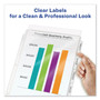 Avery Print and Apply Index Maker Clear Label Sheet Protector Dividers with White Tabs, 5-Tab, 11 x 8.5, White, 1 Set View Product Image