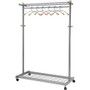 Alba 2-shelf Mobile Chrome Coat Rack - 36 x Hanger - 72" Height x 45" Width x 22" Depth - Hanging Hook, Built-in Wheels - Chrome Product Image 