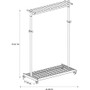 Alba Garment Racks, Two-Sided, 2-Shelf Coat Rack, 6 Hanger/6 Hook, 44.8w x 21.67d x 70.8h, Silver/Wood View Product Image