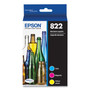 Epson T822520-S (T822) DURABrite Ultra Ink, 240 Page-Yield, Cyan/Magenta/Yellow View Product Image