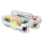 deflecto Stackable Caddy Organizer with S, M and L Containers, Plastic, 10.5 x 14 x 6.5, White Caddy/Clear Containers View Product Image