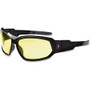 Ergodyne Loki Yellow Lens Safety Glasses - Ultraviolet Protection - Black - Durable, Flexible, Scratch Resistant, Anti-fog, Non-slip, Perspiration Resistant, Comfortable, Elastic Strap Product Image 
